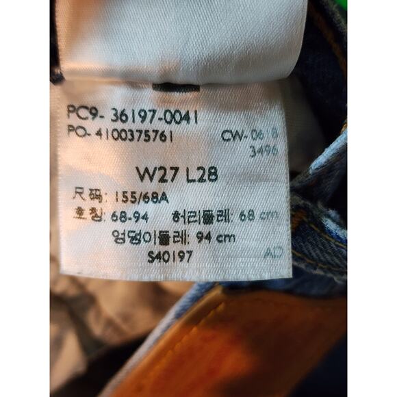 Levi's Premium 501 Mid Rise Taper Distressed Light Stone Wash Jeans Size 27x28‎ - Picture 4 of 5